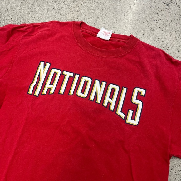 Vintage 2000s Washington Nationals Baseball Tee Shirt Red Large Mens Logo MLB - Picture 2 of 3
